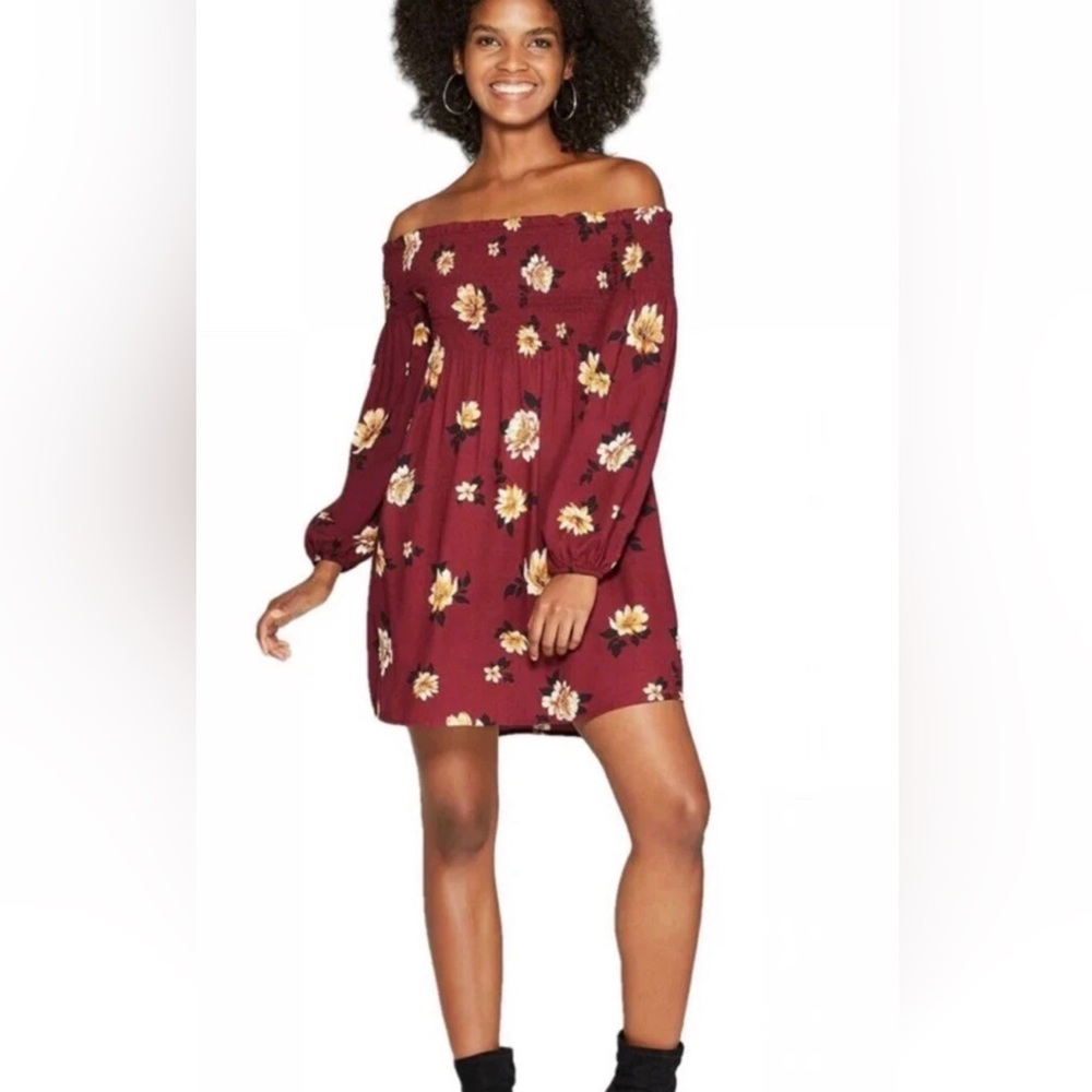 Floral Burgundy baby dolls Dress